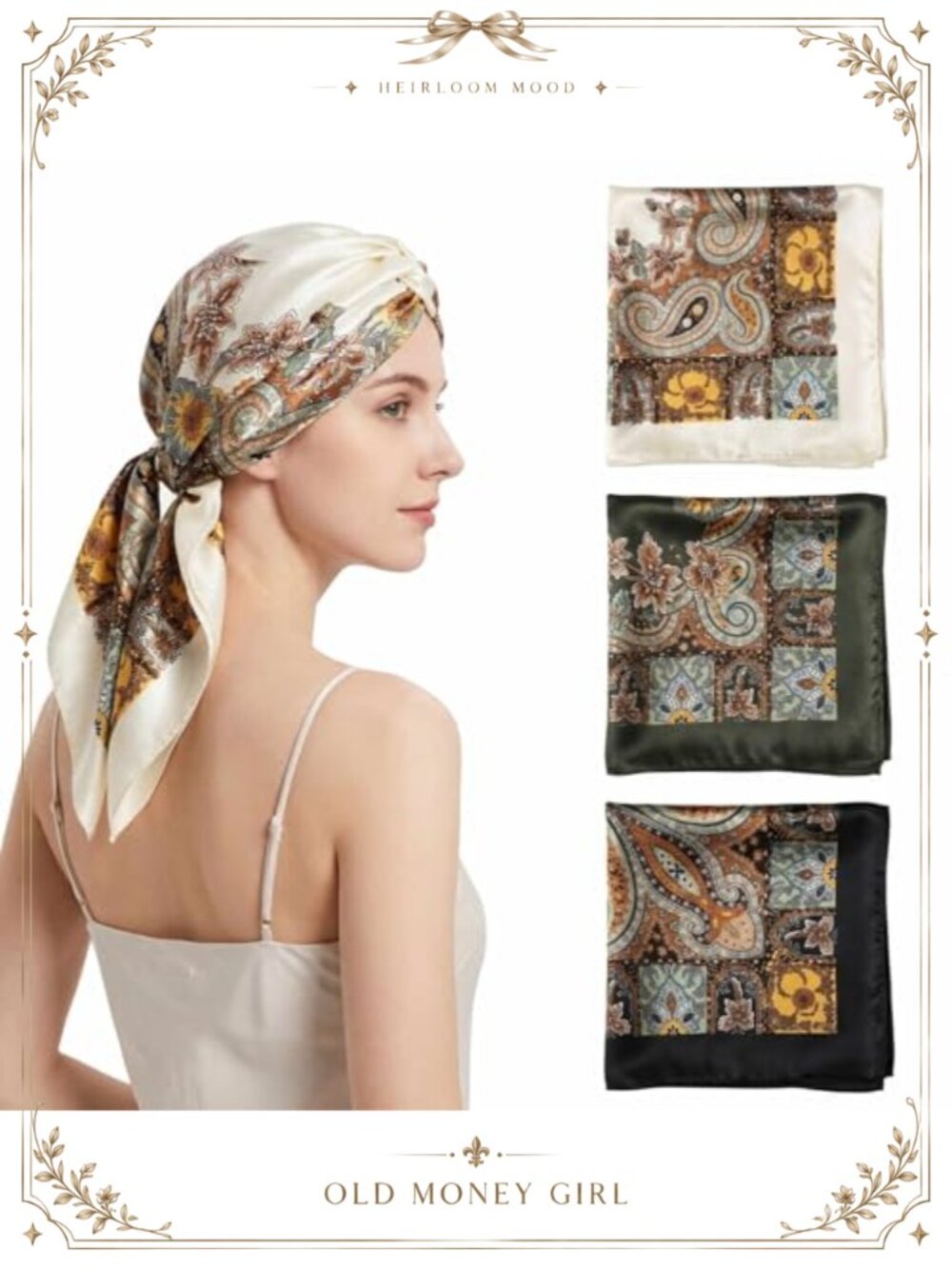 Large Square Satin Silk Scarf 3 Pack Bandana Head Wrap Neck Headscarf